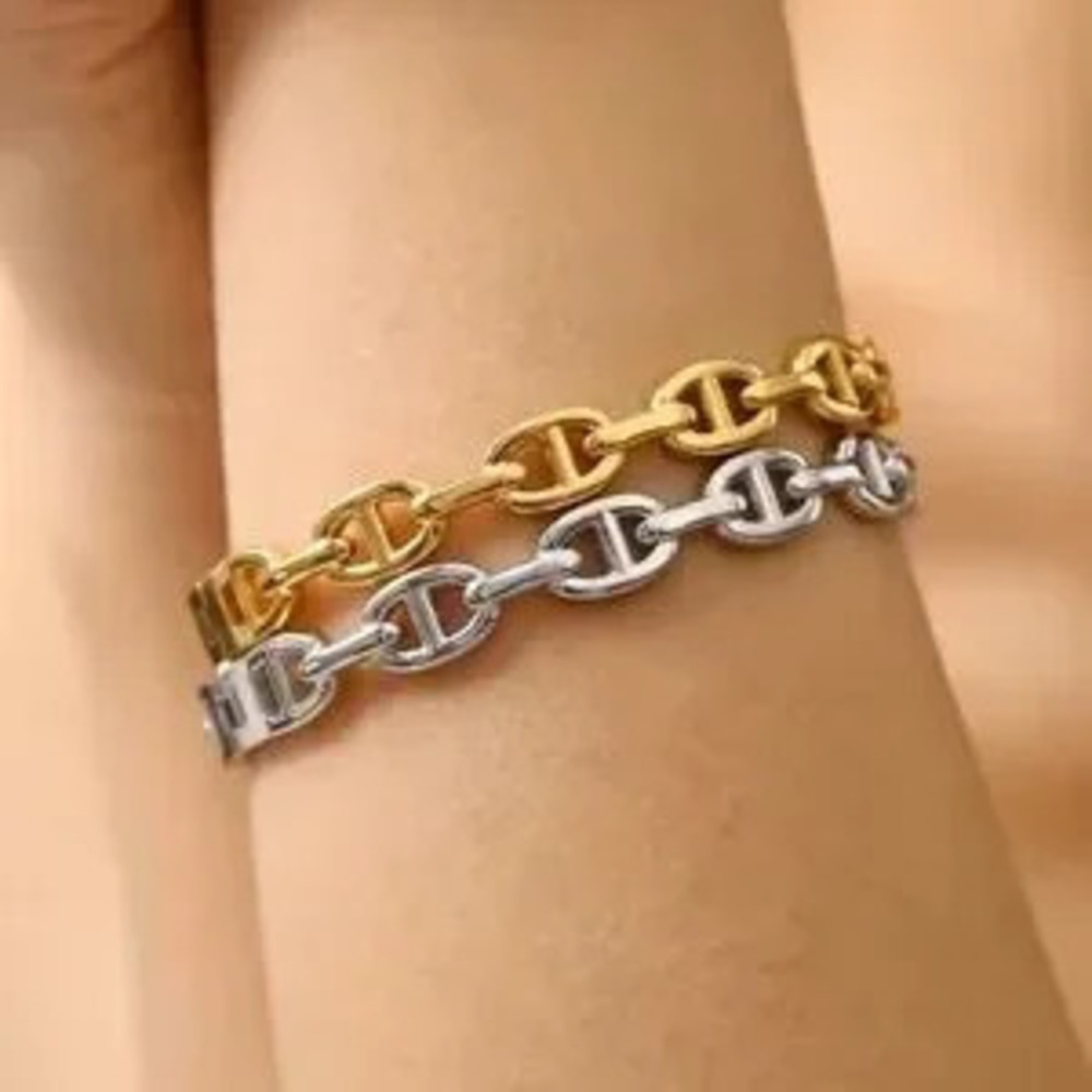 Trendy Gold Silver Link Bracelets Set
